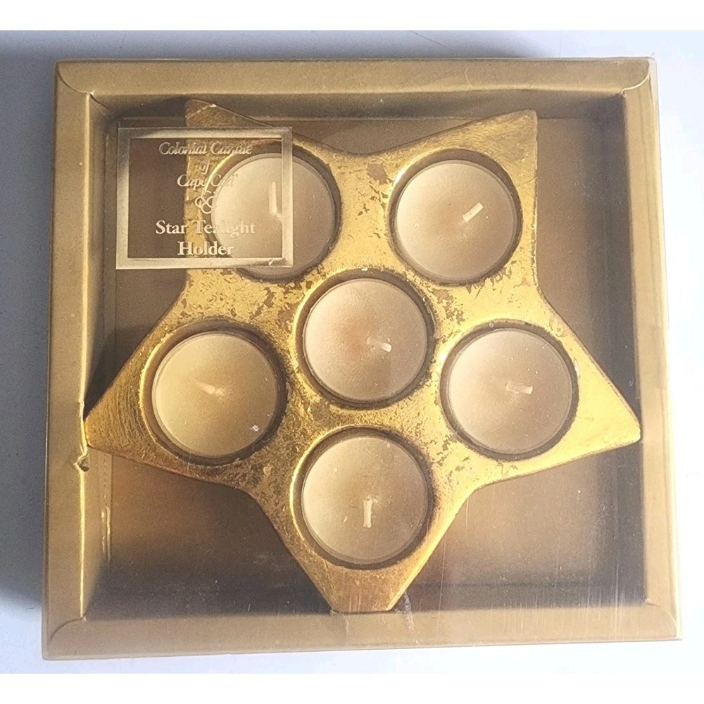 Colonial Candle Of Cape Cod Star Tealight Candle Holder Gold